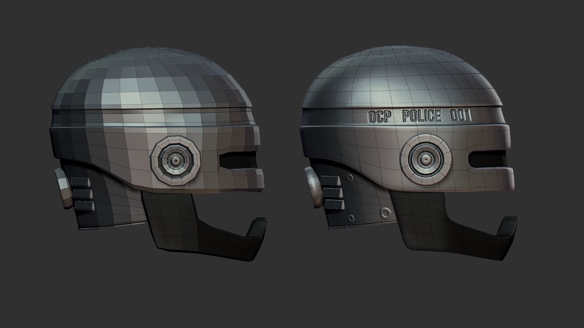 Robocop Classic Helmet - Sci-Fi Character Costume Low-poly 3D model_9