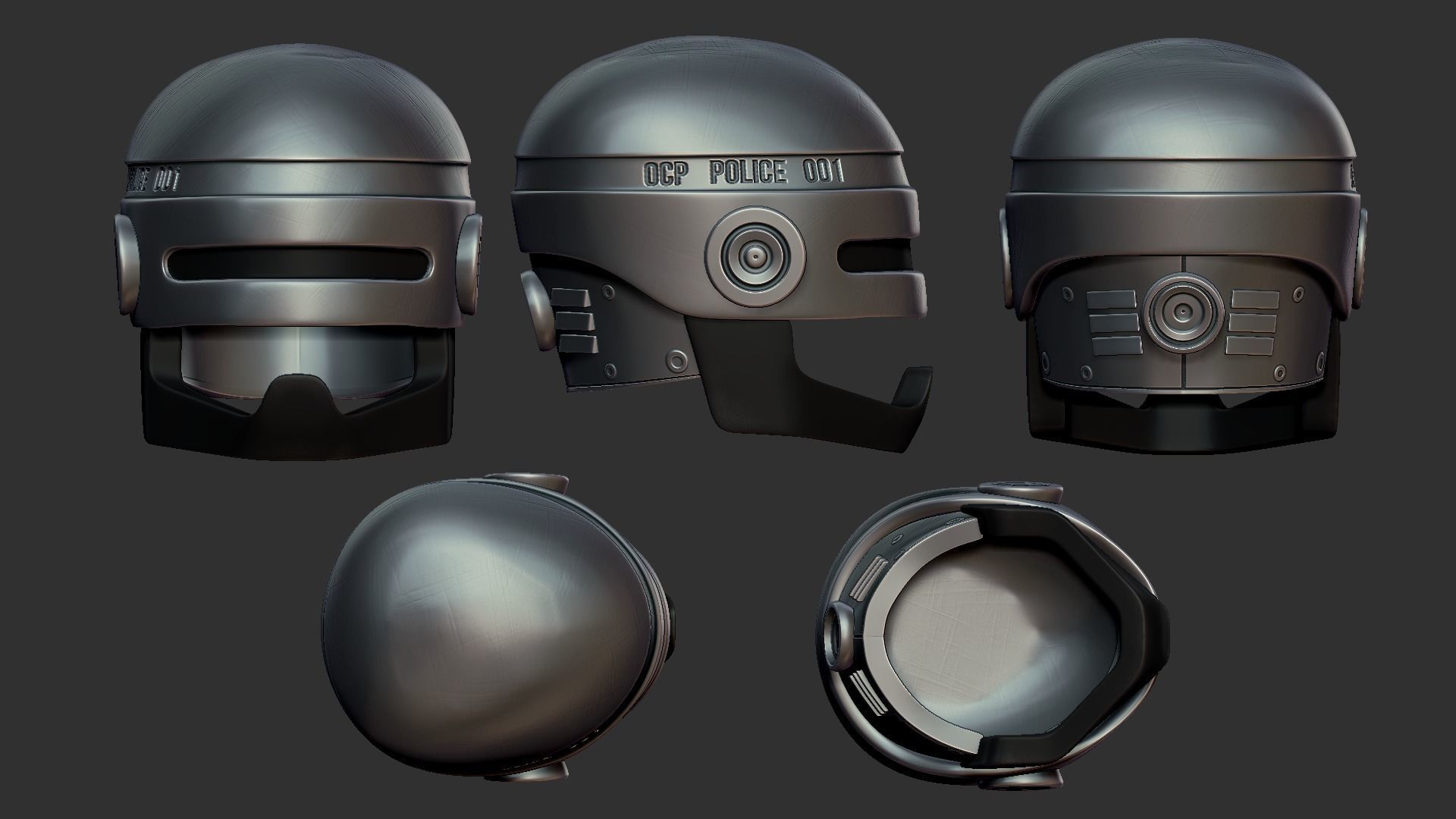 Robocop Classic Helmet - Sci-Fi Character Costume Low-poly 3D model_8