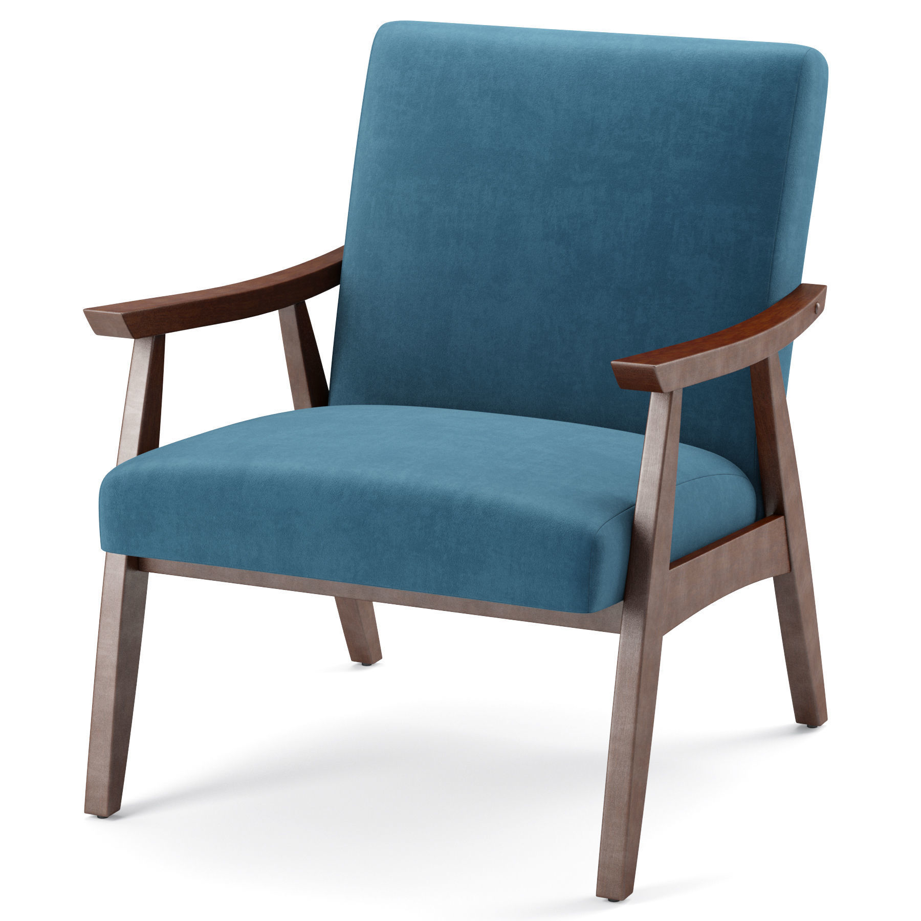 Linen Mid Century Modern Chair 3D model_1