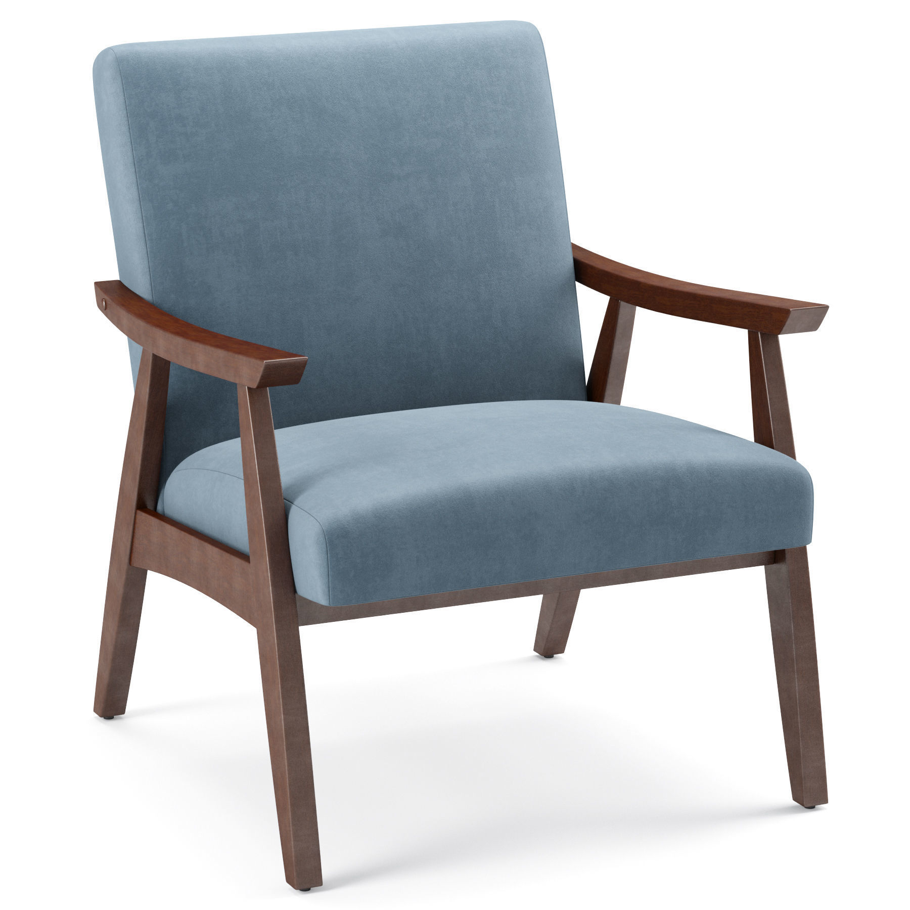 Linen Mid Century Modern Chair 3D model_3