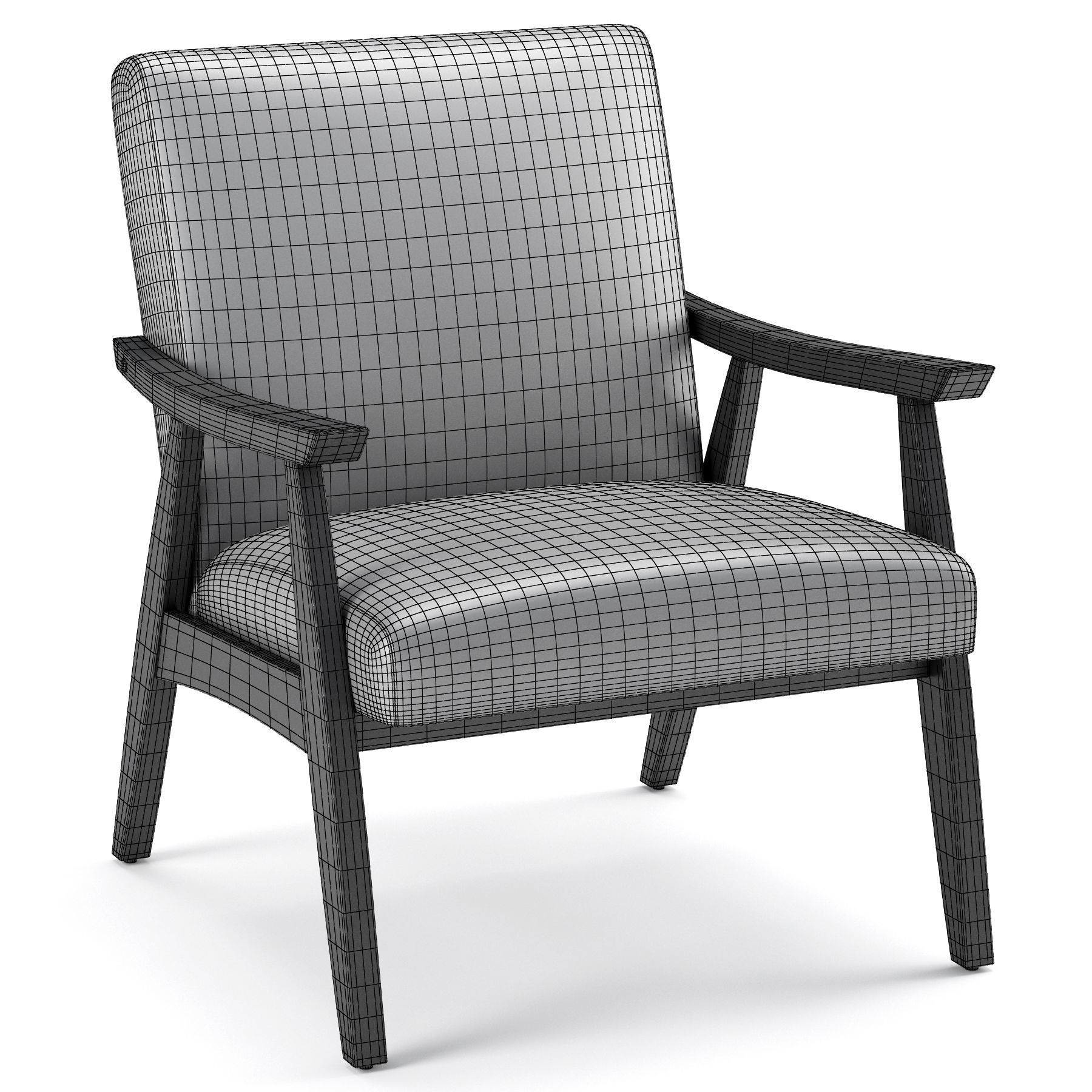 Linen Mid Century Modern Chair 3D model_6