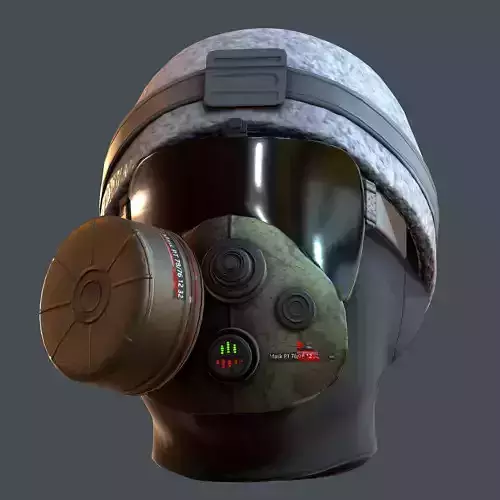 Gas mask helmet 3d model scifi Low-poly 