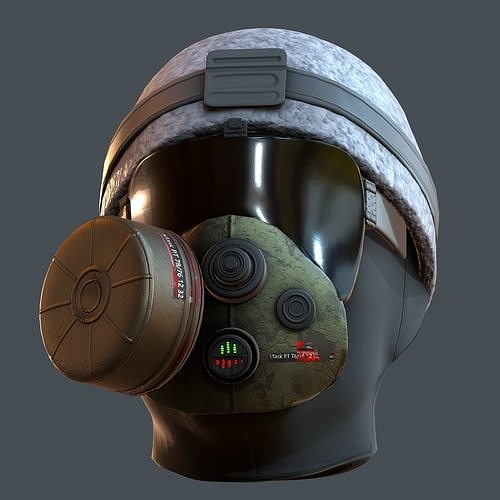 Gas mask helmet 3d model scifi Low-poly  Low-poly 3D model