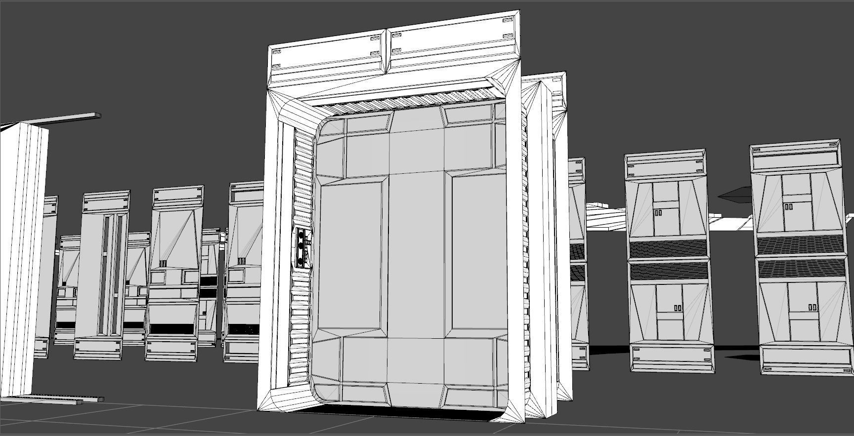 Dark Space Corridors - Sci-Fi Interior Environment 90 Piece Set 3D model_23