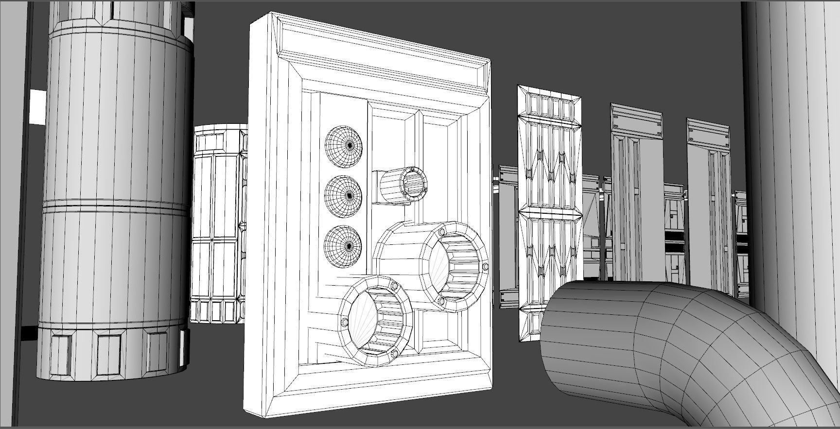 Dark Space Corridors - Sci-Fi Interior Environment 90 Piece Set 3D model_26