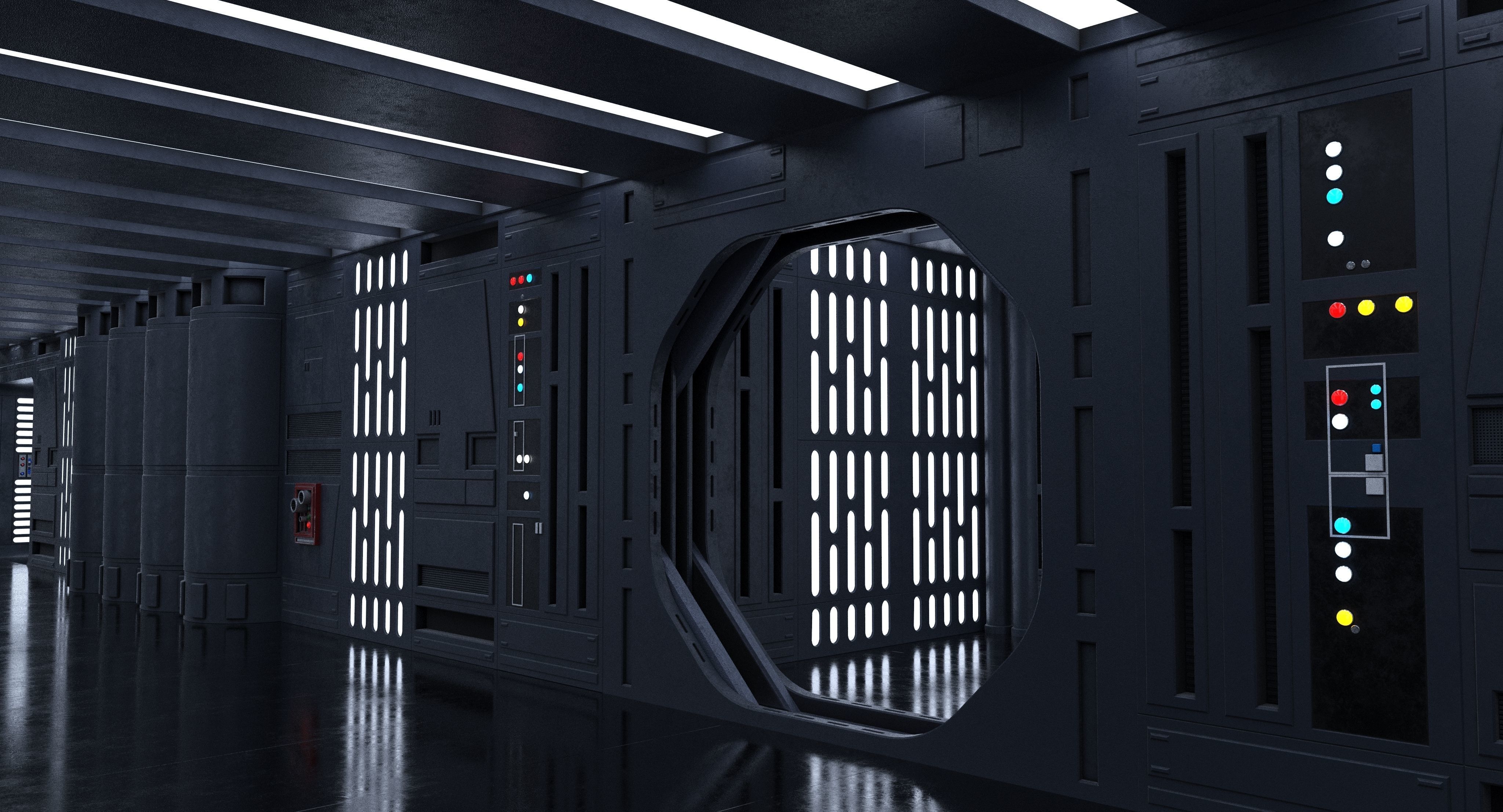 Dark Space Corridors - Sci-Fi Interior Environment 90 Piece Set 3D model_9