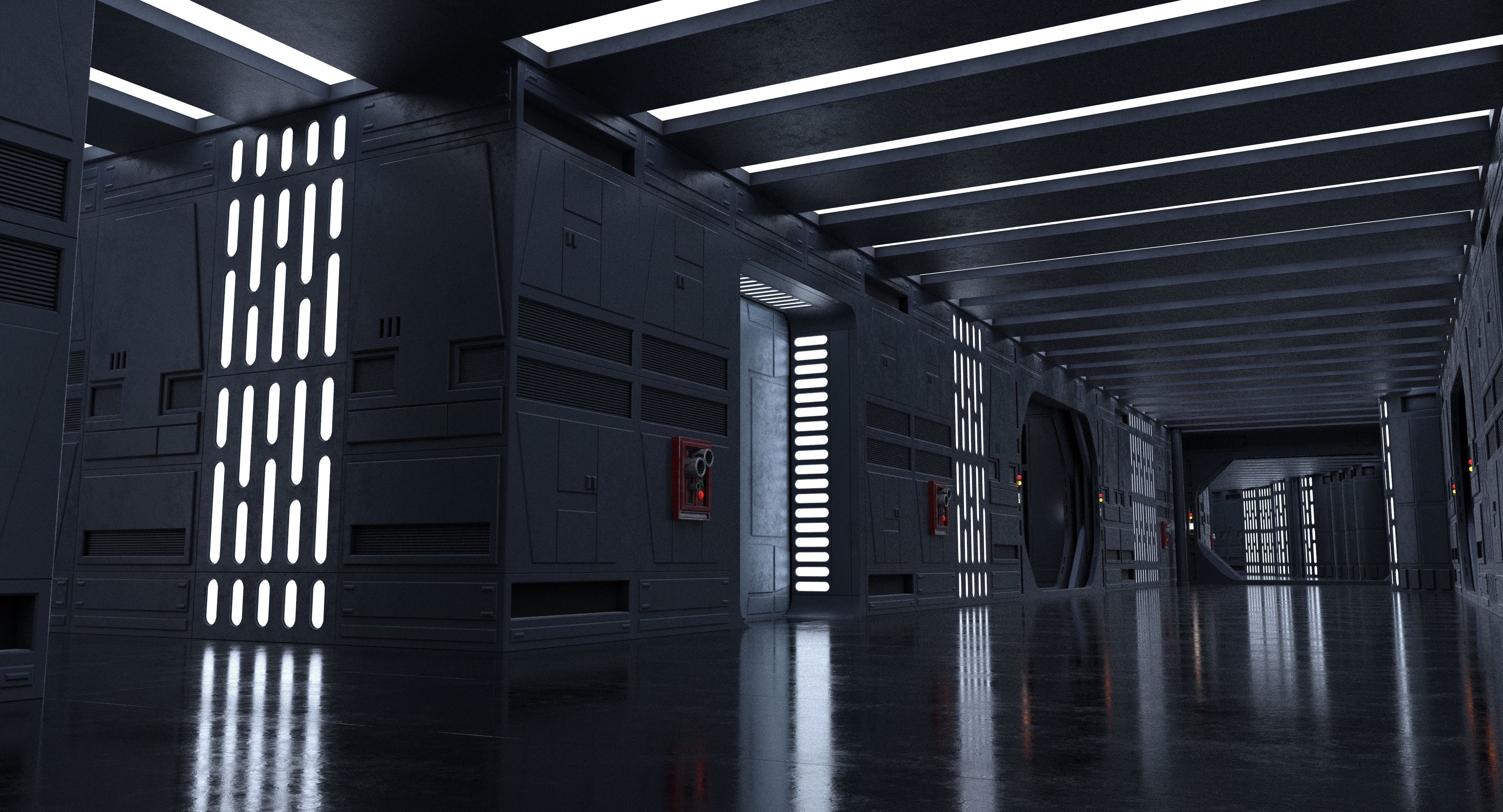 Dark Space Corridors - Sci-Fi Interior Environment 90 Piece Set 3D model_3