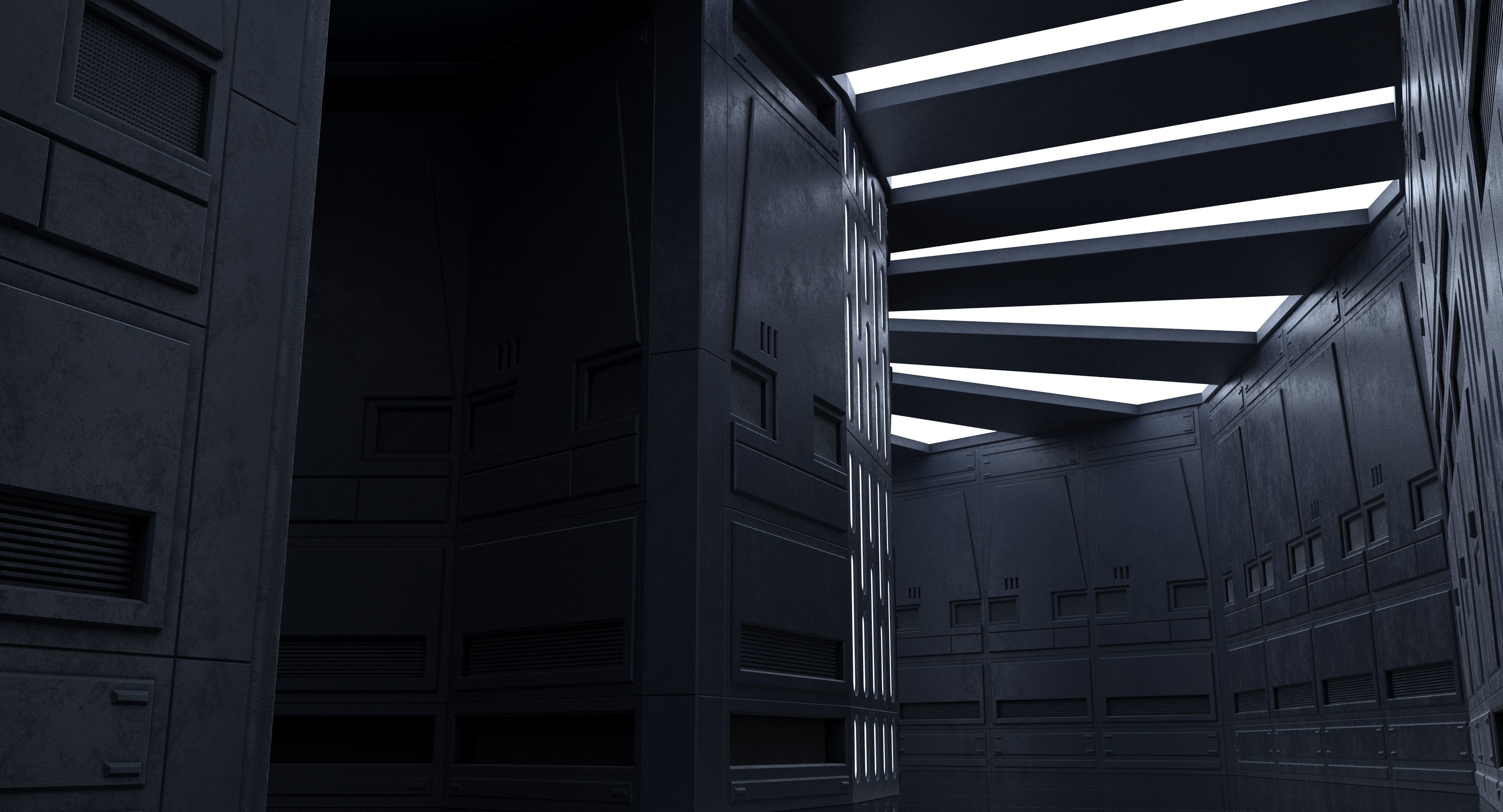 Dark Space Corridors - Sci-Fi Interior Environment 90 Piece Set 3D model_13
