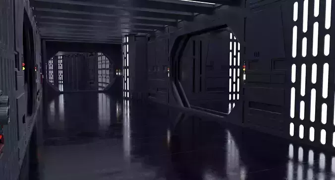 Dark Space Corridors - Sci-Fi Interior Environment 90 Piece Set 3D model