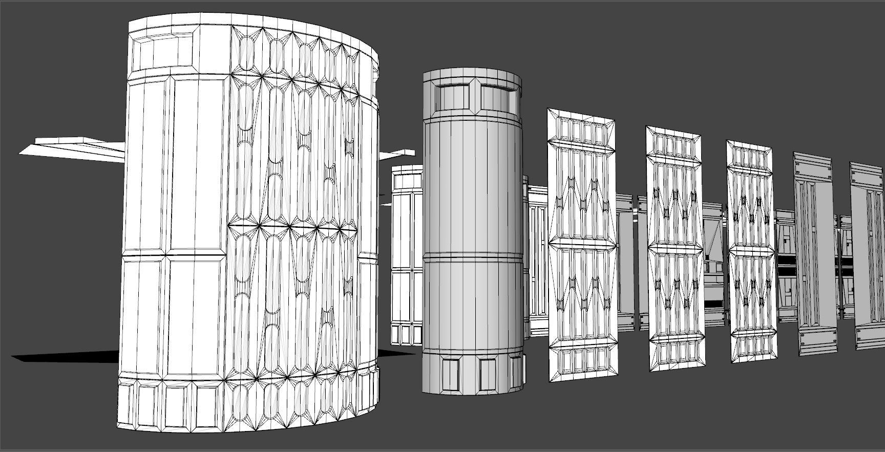 Dark Space Corridors - Sci-Fi Interior Environment 90 Piece Set 3D model_22