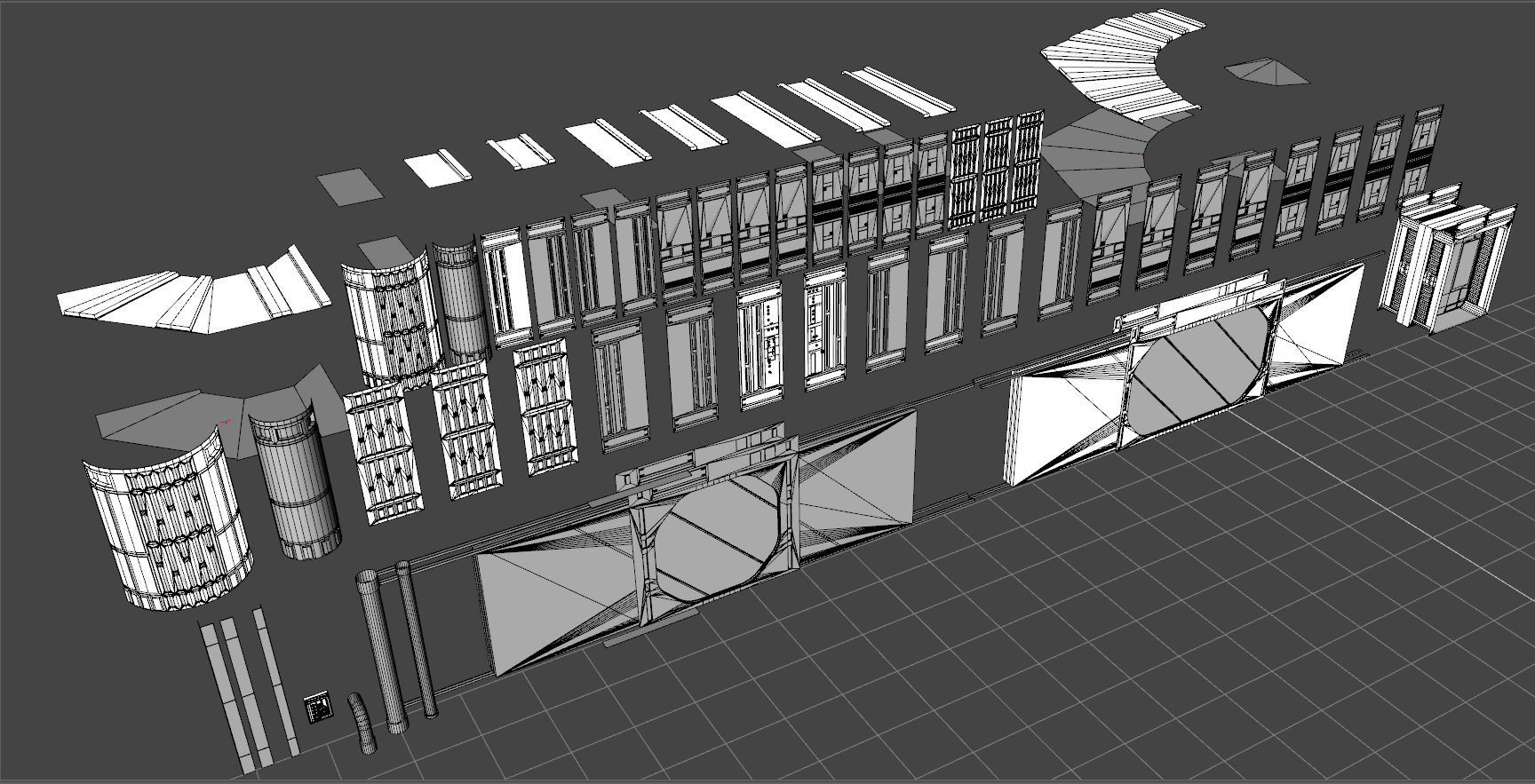 Dark Space Corridors - Sci-Fi Interior Environment 90 Piece Set 3D model_18