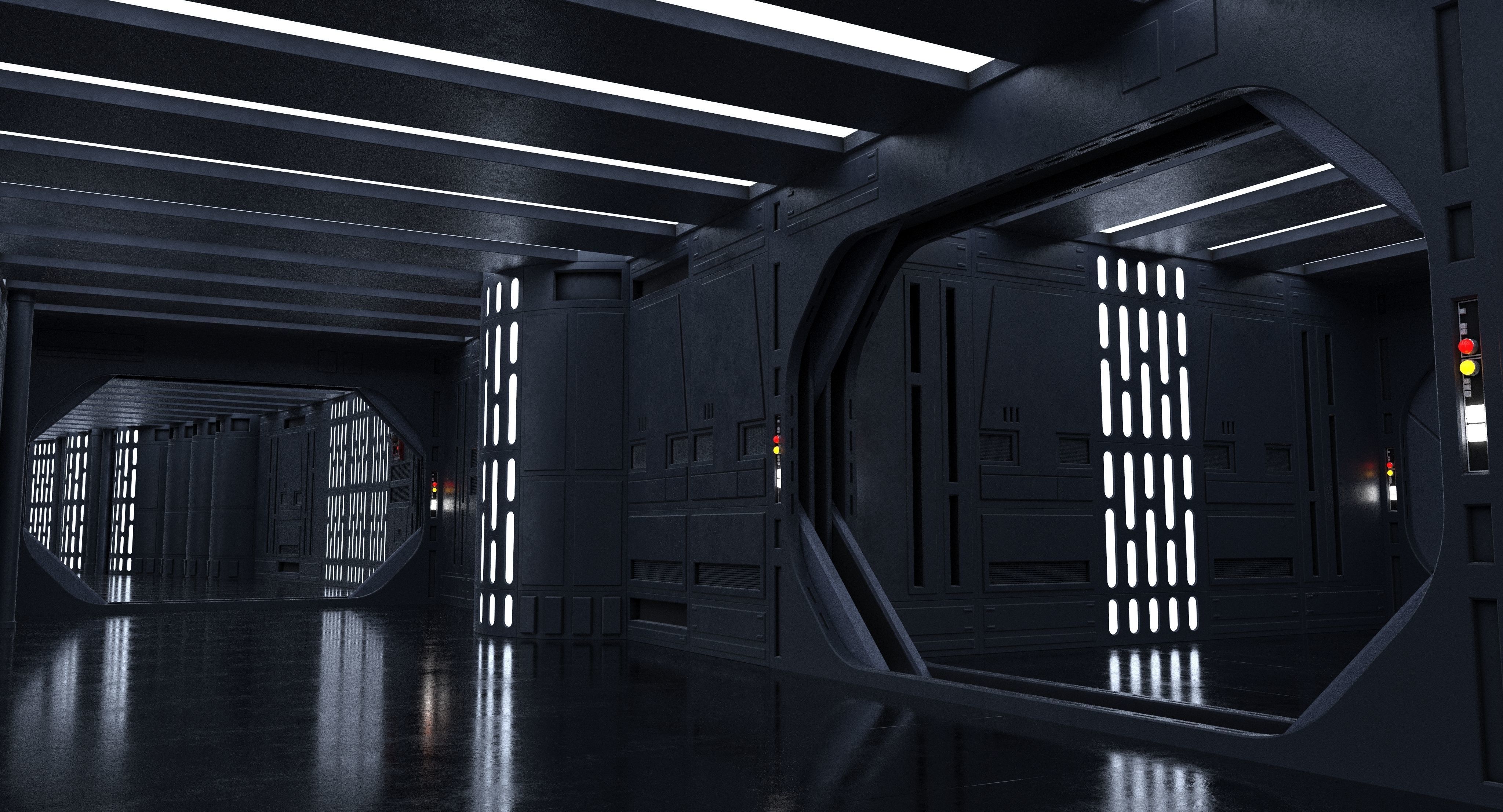 Dark Space Corridors - Sci-Fi Interior Environment 90 Piece Set 3D model_4