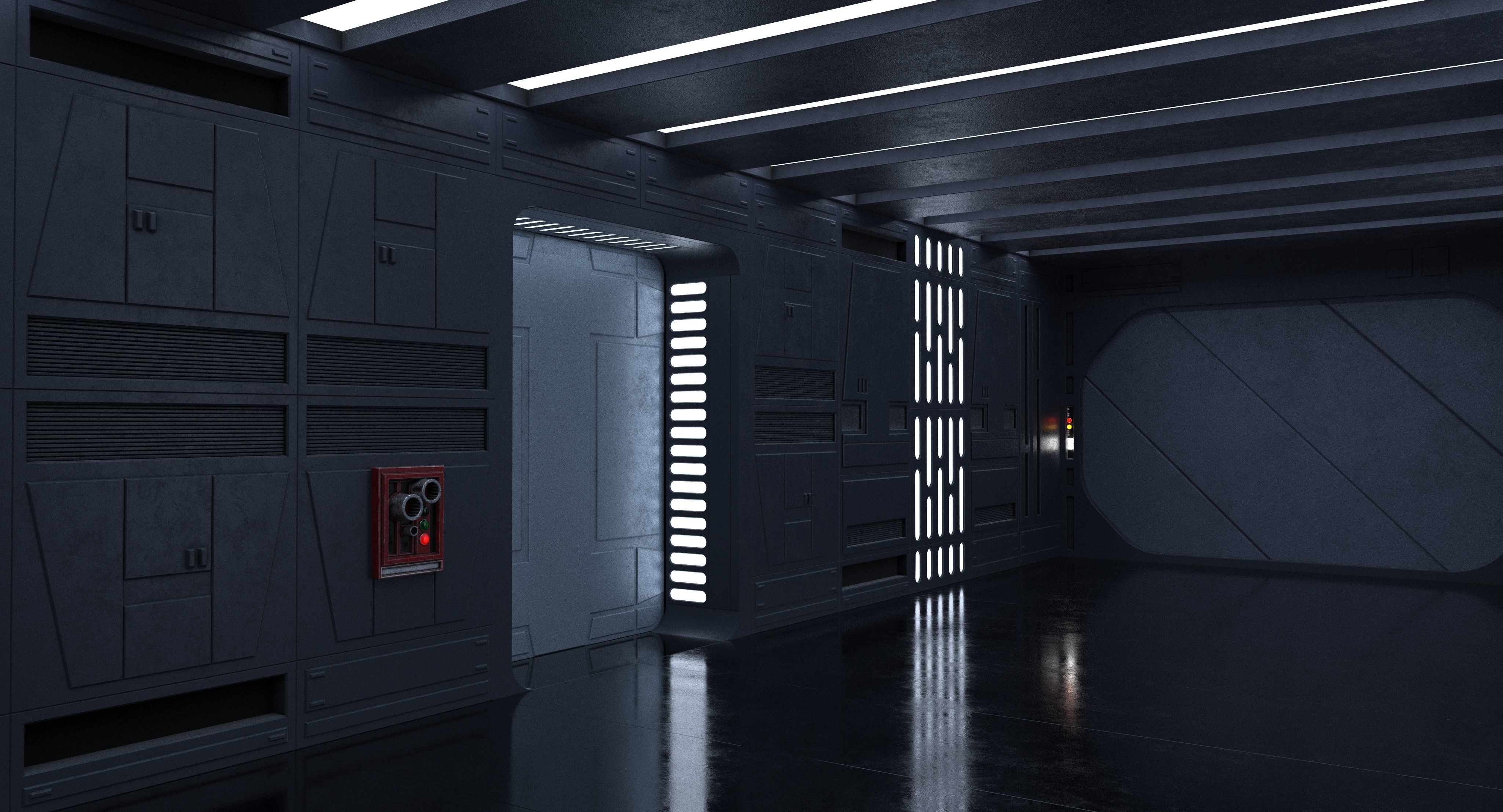 Dark Space Corridors - Sci-Fi Interior Environment 90 Piece Set 3D model_2