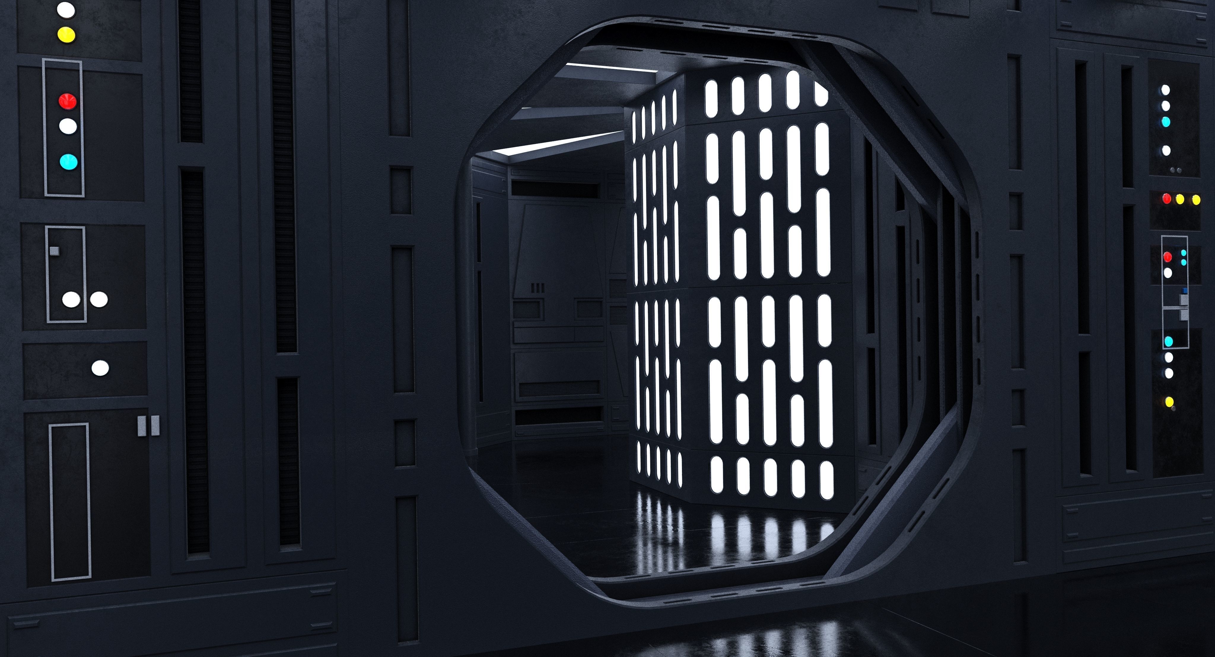 Dark Space Corridors - Sci-Fi Interior Environment 90 Piece Set 3D model_14