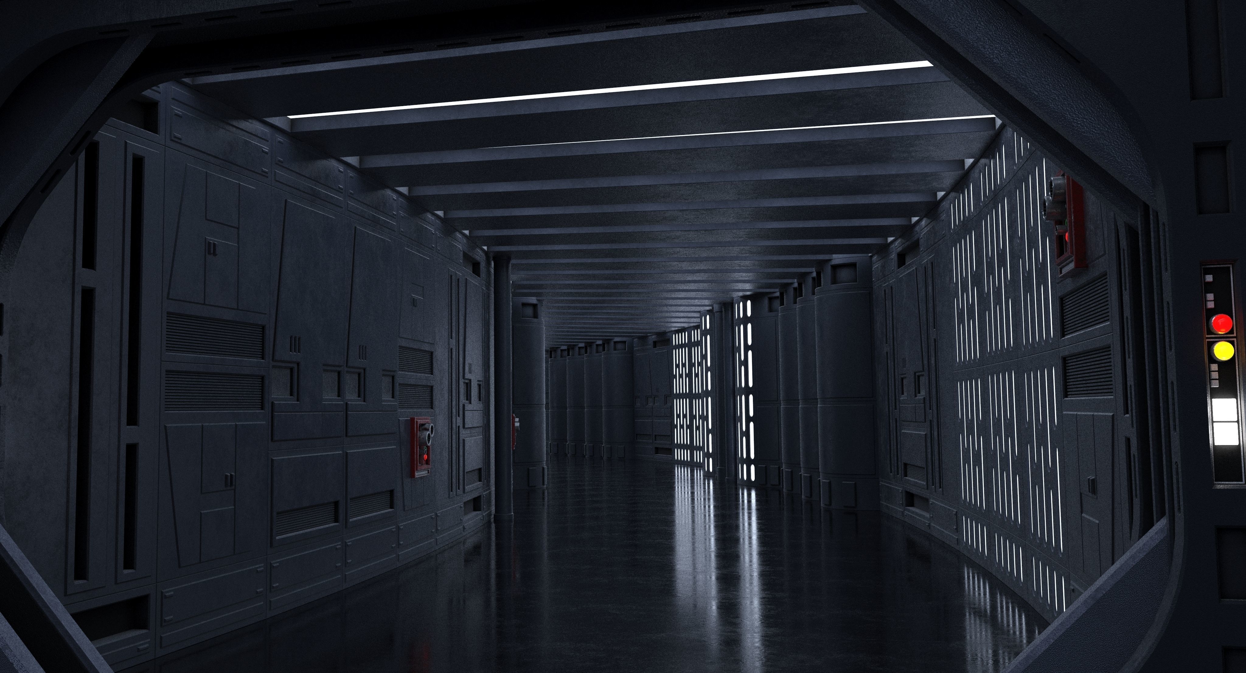 Dark Space Corridors - Sci-Fi Interior Environment 90 Piece Set 3D model_5