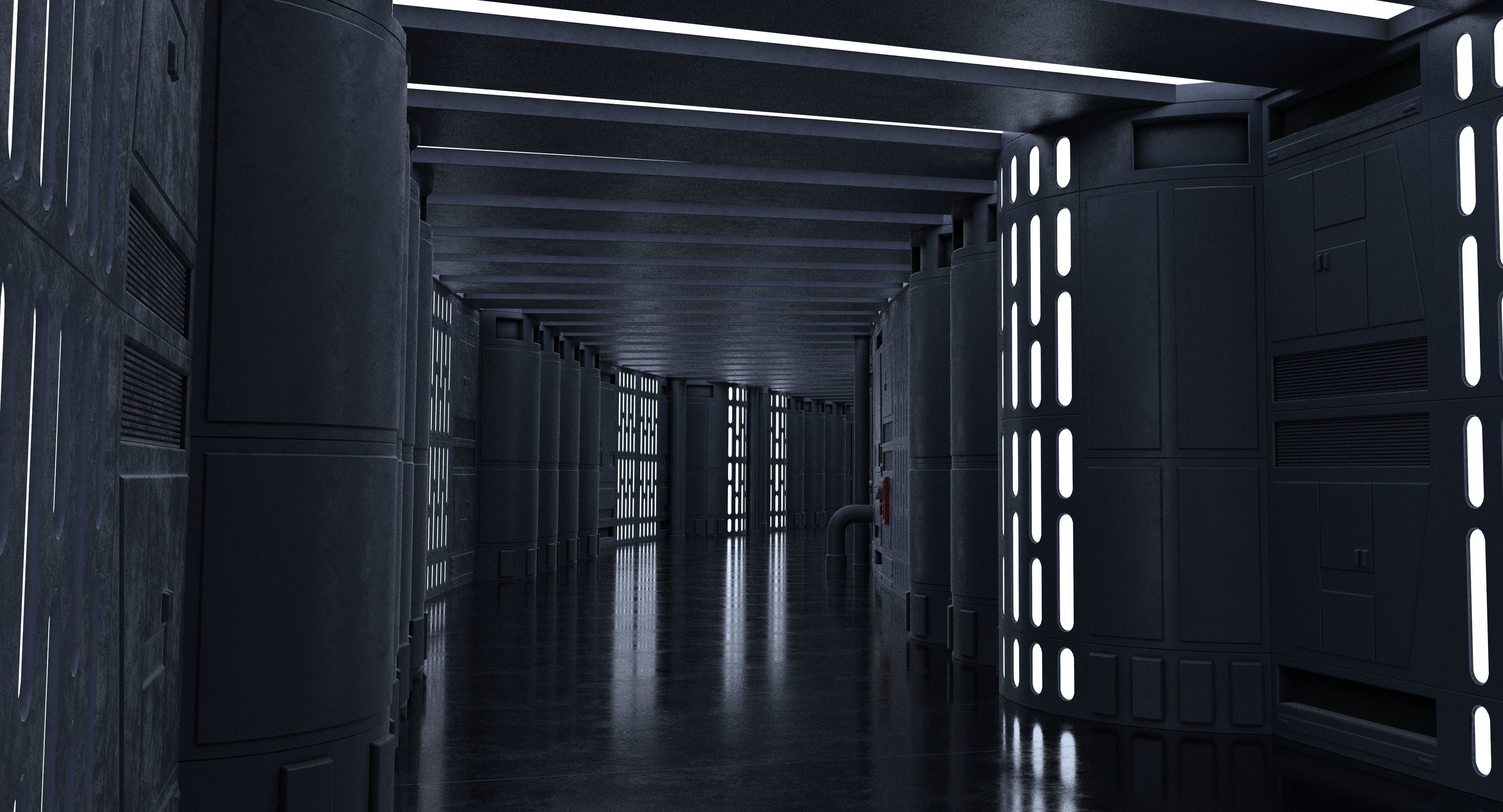 Dark Space Corridors - Sci-Fi Interior Environment 90 Piece Set 3D model_7