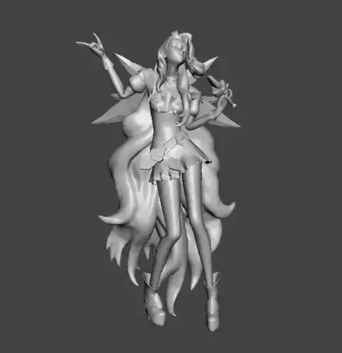 Seraphine 3D model female character with long hair 3D print model