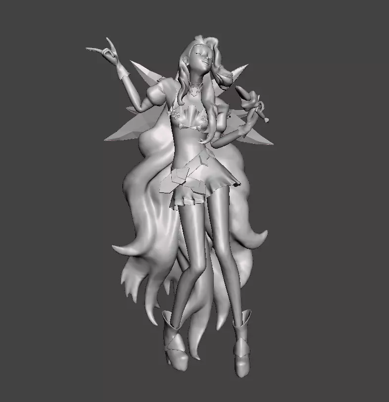 Seraphine 3D model female character with long hair 3D print model_0
