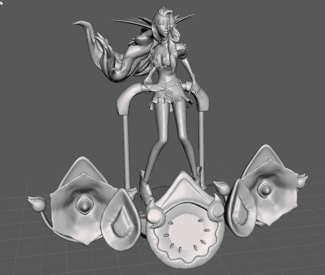 Seraphine 3D model female character with long hair 3D print model_5