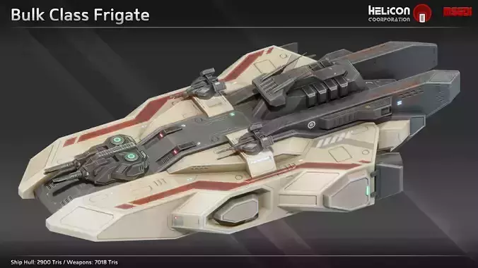 Bulk Class Frigate Low-poly 3D model