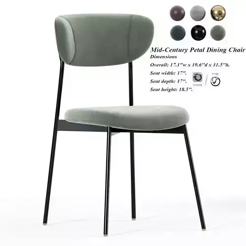Mid-Century Petal Dining Chair 3D model