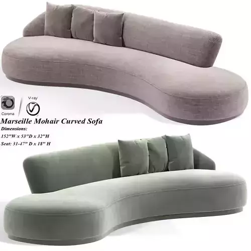 Marseille Mohair Curved Sofa 3D model
