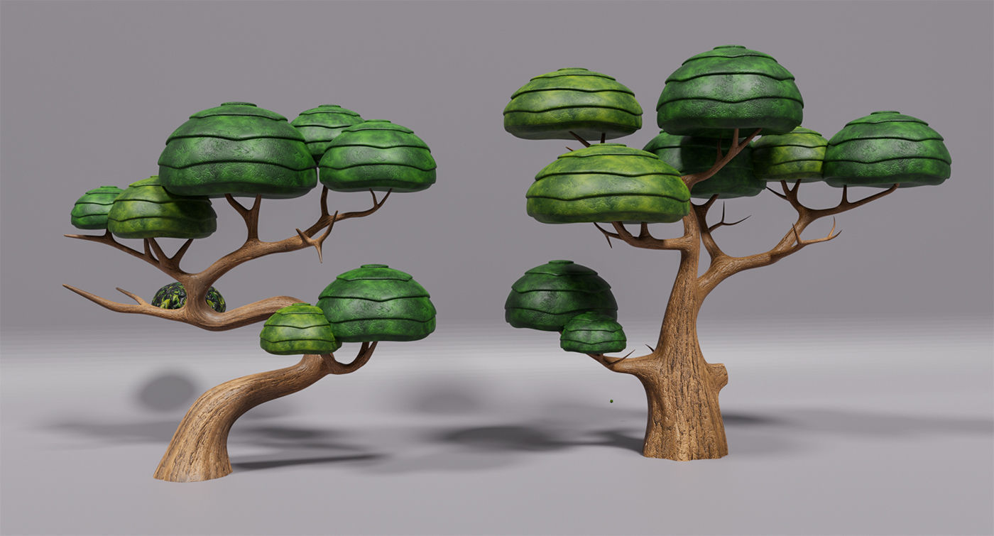  cartoon tree Low-poly 3D model_1