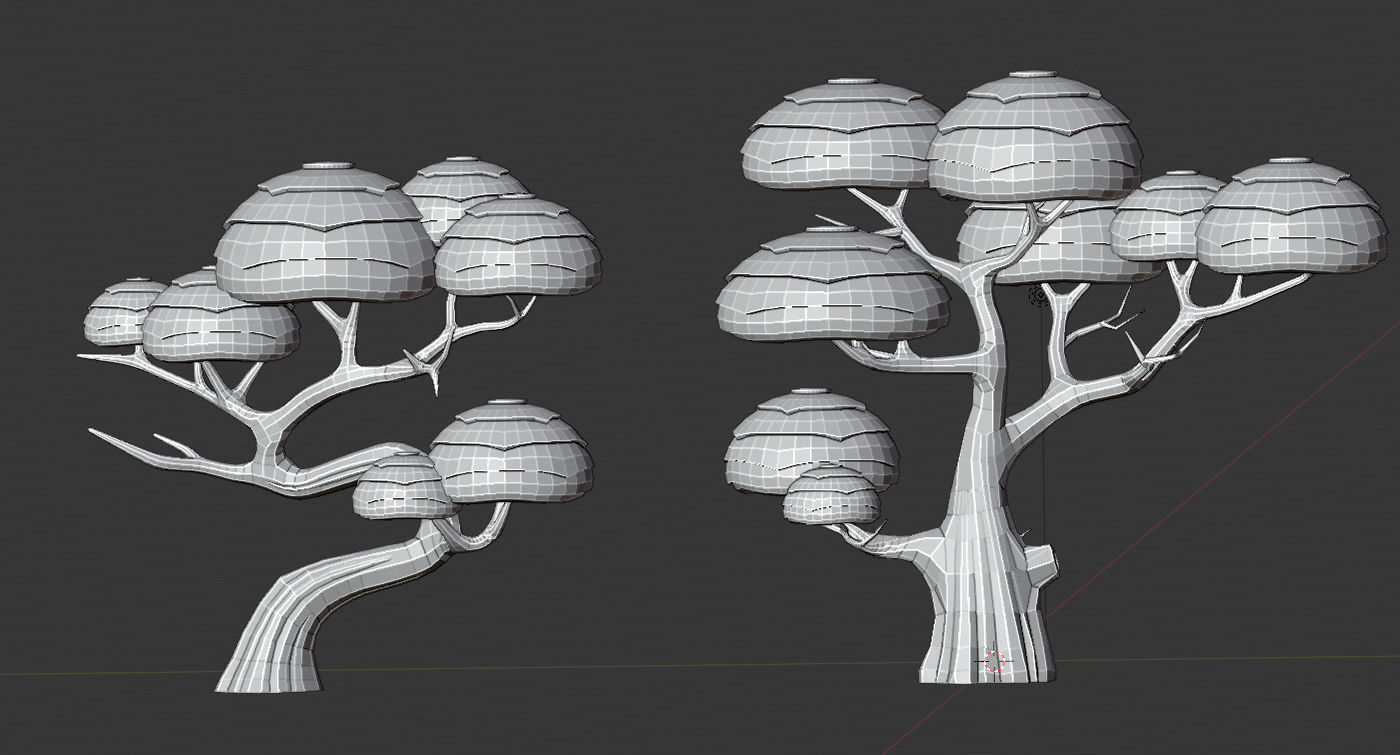  cartoon tree Low-poly 3D model_4