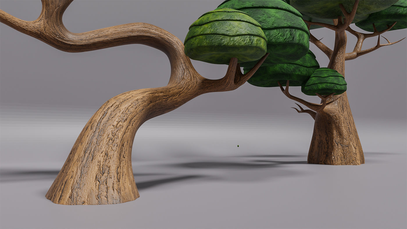  cartoon tree Low-poly 3D model_2