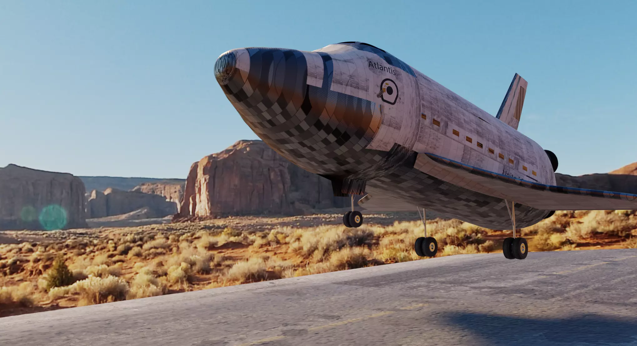 Atlantis Space Shuttle 3 scenes with Boosters and Landing Gear 3D model