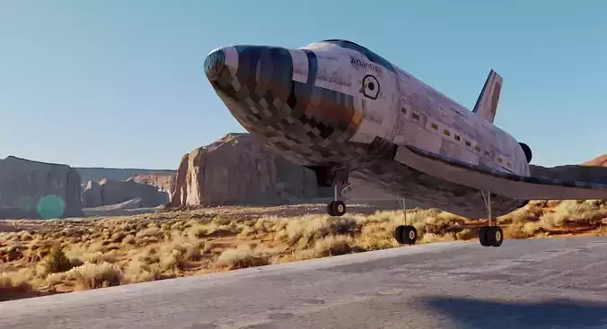 Atlantis Space Shuttle 3 scenes with Boosters and Landing Gear