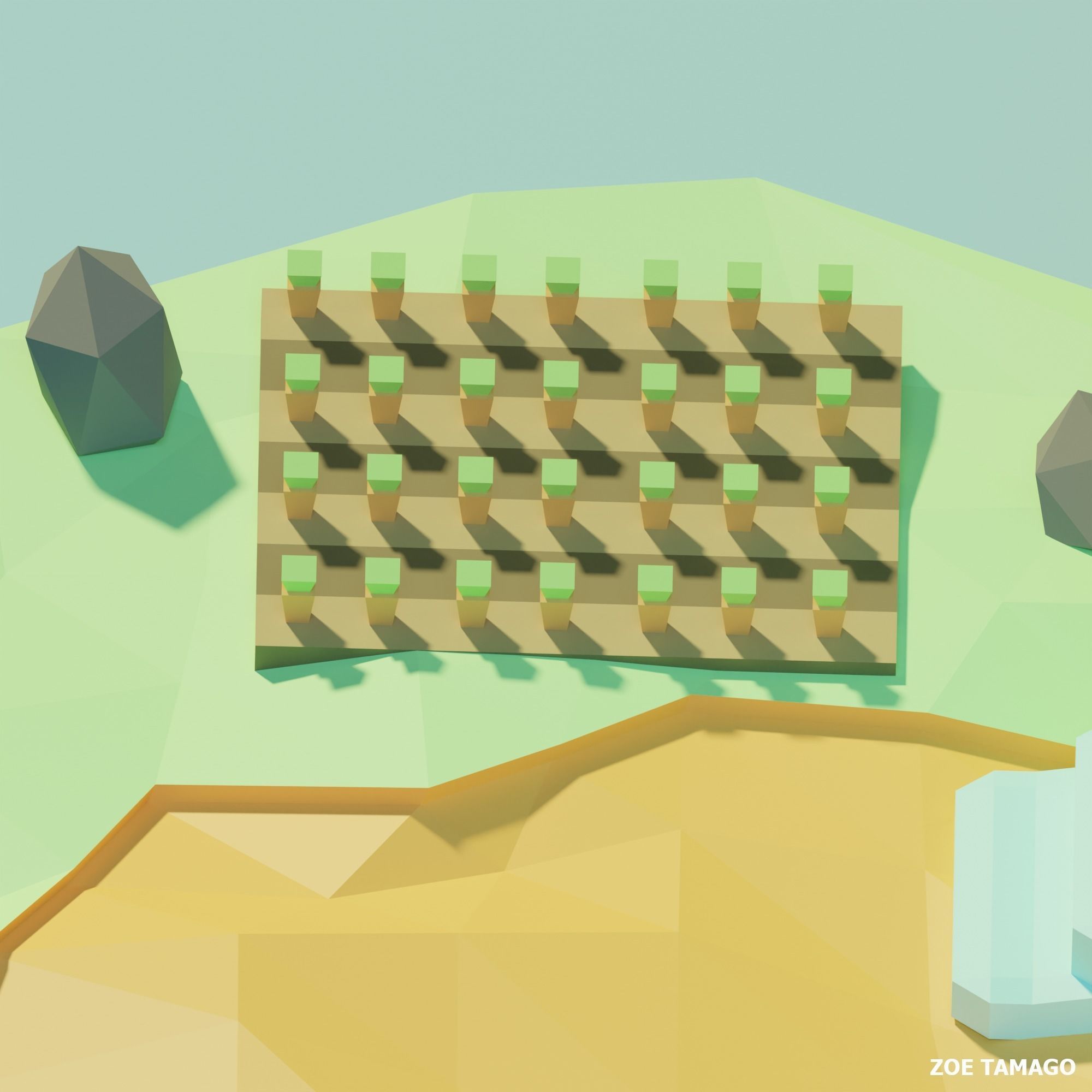 Isometric Low Poly House on an Island by Zoe Tamago Low-poly 3D model_9