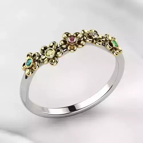 Colored Gemstones Kids Ring For Free Free 3D print model