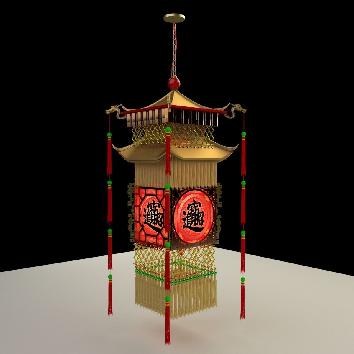 Chinese royal palace lantern 3D model_5