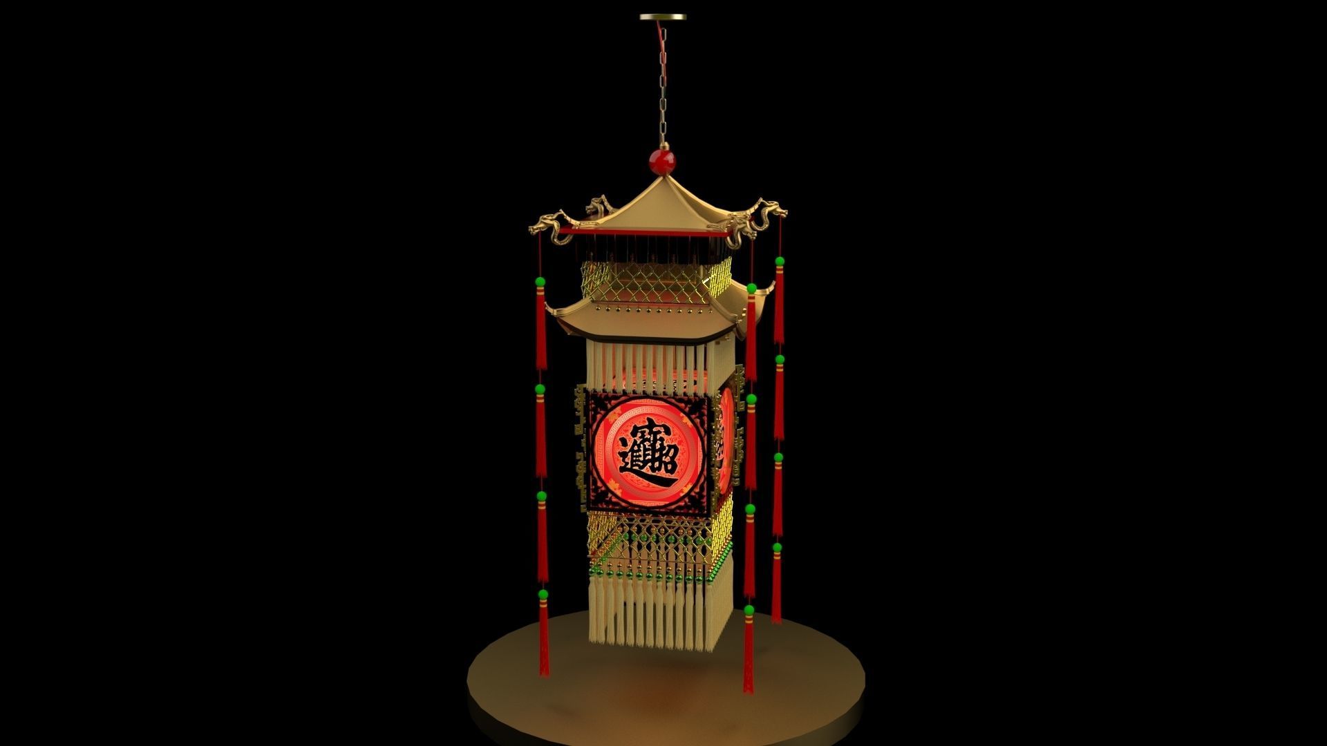 Chinese royal palace lantern 3D model_13