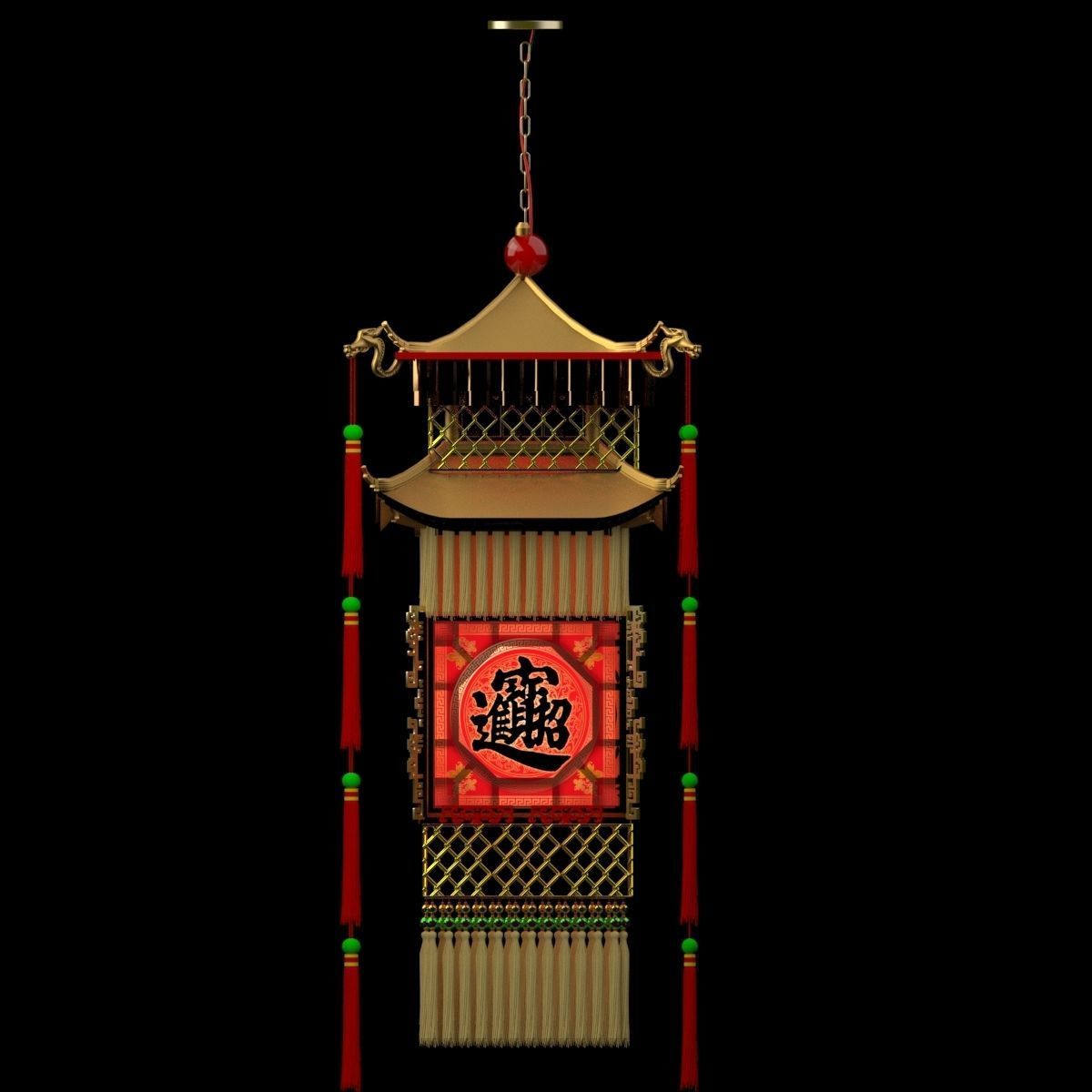 Chinese royal palace lantern 3D model_1