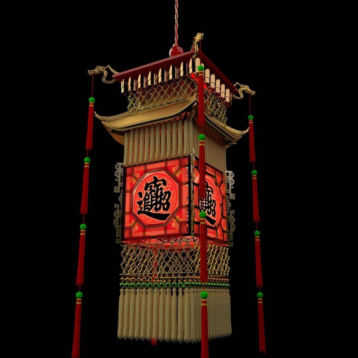 Chinese royal palace lantern 3D model_4