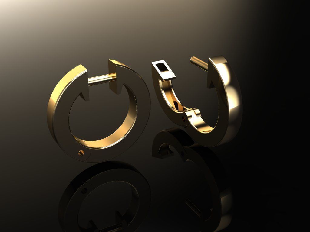 Simple Square Hoop Earring Size Large 3D print model_1