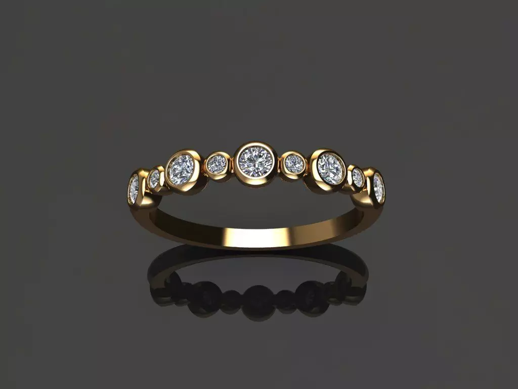 Basket Bezel Cluster Simple Diamond Band Ring 3D print model_0