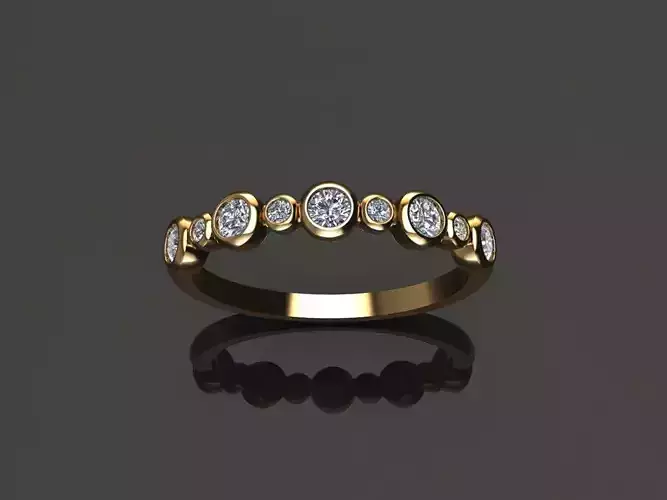 Basket Bezel Cluster Simple Diamond Band Ring 3D print model Basket Bezel Cluster Simple Diamond Band Ring 3D print model