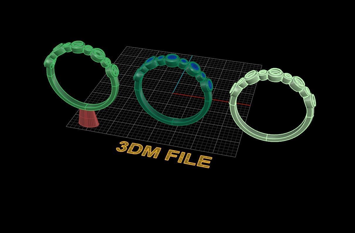Basket Bezel Cluster Simple Diamond Band Ring 3D print model_6
