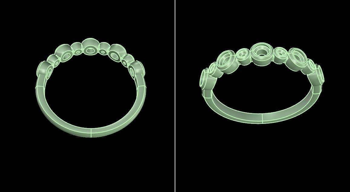 Basket Bezel Cluster Simple Diamond Band Ring 3D print model_9