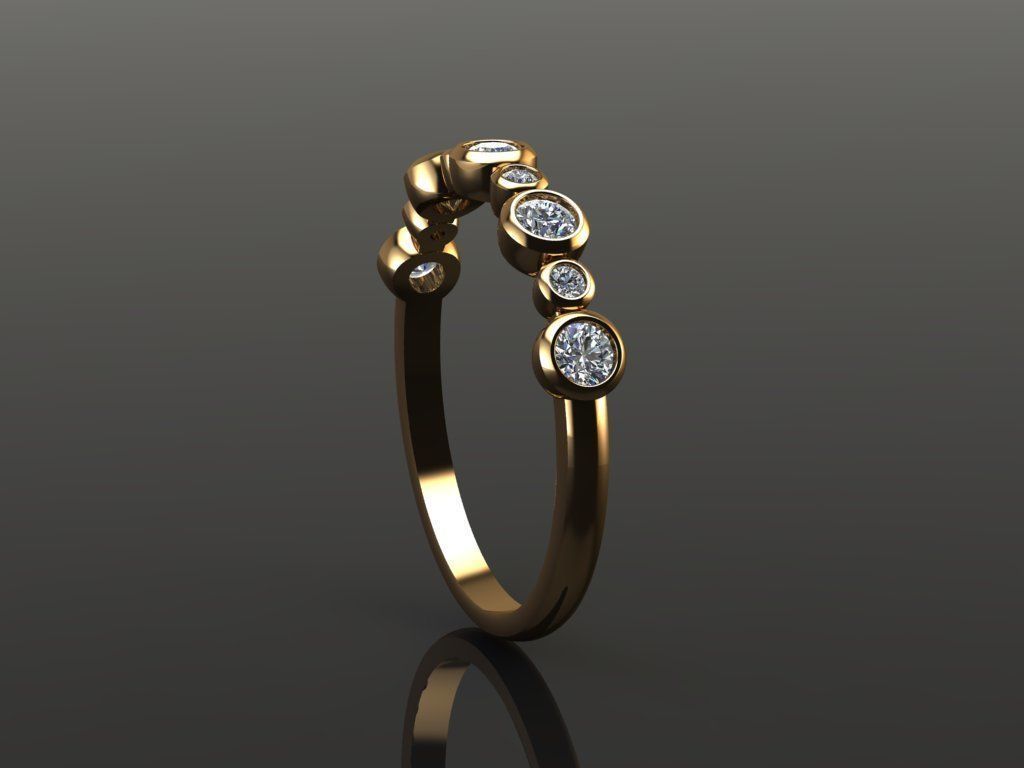 Basket Bezel Cluster Simple Diamond Band Ring 3D print model_2