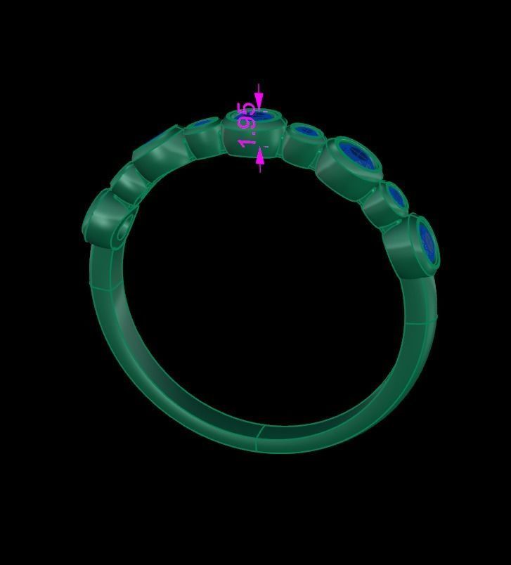 Basket Bezel Cluster Simple Diamond Band Ring 3D print model_10