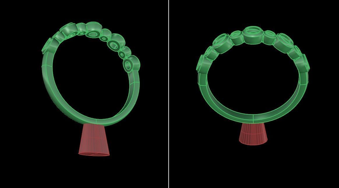 Basket Bezel Cluster Simple Diamond Band Ring 3D print model_8
