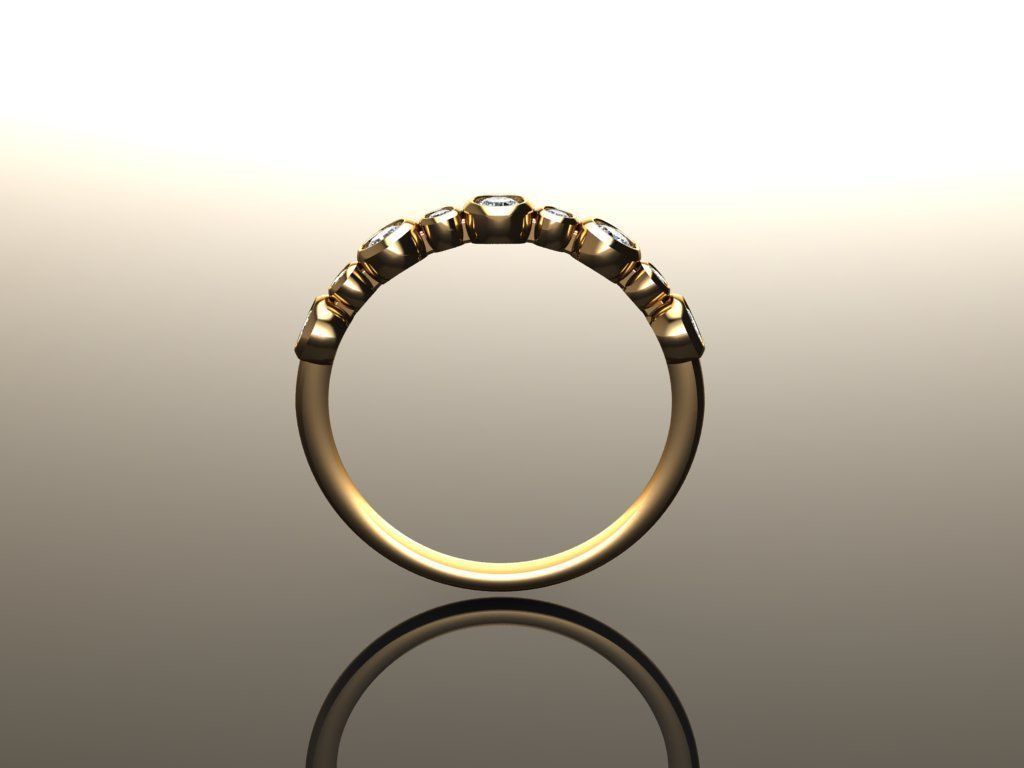 Basket Bezel Cluster Simple Diamond Band Ring 3D print model_3