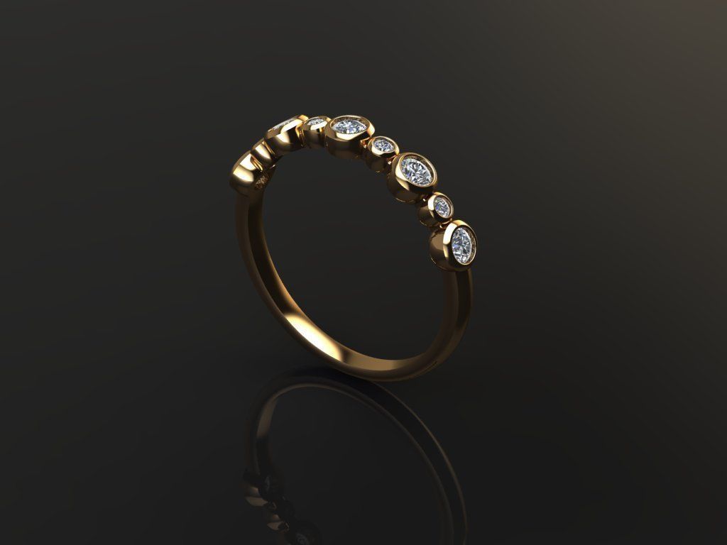 Basket Bezel Cluster Simple Diamond Band Ring 3D print model_4