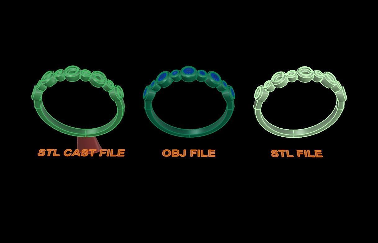 Basket Bezel Cluster Simple Diamond Band Ring 3D print model_7