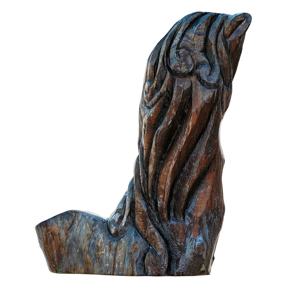Horse Sculpture Carved from Wood 3D model_3