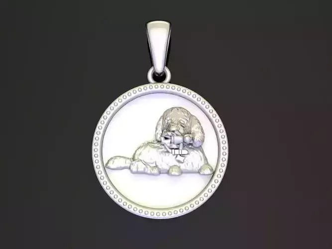 DOG SCULPTURE COIN PENDANT